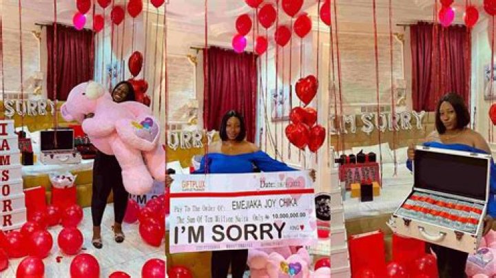 
Man apologizes to his woman with N10m cheque, box of dollars 